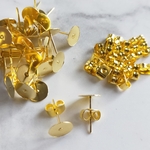 tnf8g[100個]NF 8mm  平皿ピアス金具 ゴールド