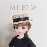 リカちゃん☆黒リボンカンカン帽×ピアス（ナチュラル）