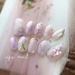 ラベンダーピンクのシェルフラワーネイル♡