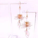 睡蓮 ピアス/イヤリング  ディップアート アメリカンフラワー プレゼント 誕生日 ギフト 和装 着物 浴衣 ドレス 透明 クリア 紫 パープル 華奢 シンプル お花 蓮 ハス 可愛い 大人 クリア