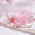 限定品🧚‍♀️new 新作♡フラワー首輪♡プリンセススカラップフラワー柄♡ファンシーヤーン&ベルベットチュールリボン♡フラワーレース♡