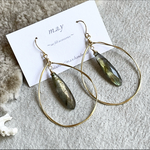 ラブラドライト揺れる華奢フープピアス*