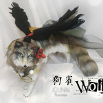 狗賓　狼　天狗　全身可動　羊毛フェルト　アートドール