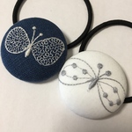 ミナペルホネン ヘアゴム handmade くるぼたんセット ホワイト ブルー