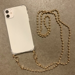 ボールチェーン ビーズ スマホショルダー ゴールド ストラップ クリアケース iPhoneケース ショルダーストラップ