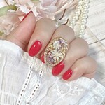 お花とアメジスト　リング　指輪（品番2101PK054）ドライフラワー/レジン　Ateliermimi アトリエミミ