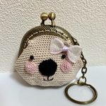 【送料無料】【ハンドメイド】がま口　ウォンバット　　女の子Ver.アニマルコインケース　キーホルダー