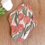 【再販】韓国🇰🇷ファブリックのオーガニックコットン布ナプキン　Sサイズ　オレンジチューリップ🍊🌷柄　温活　妊活　産後　防水　冷えとり　マタニティ【N22】