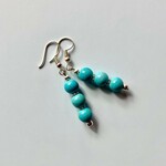 ターコイズ ピアス フックピアス 8mm　(シルバー) イヤリング、樹脂フック変更可　樹脂ピアス シンプル　ハンドメイド