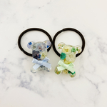 ドライフラワー＊レジン＊くまのヘアゴム（2点セット）サテンリボン