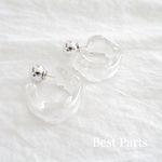 2pcs クリアピアス サークル シルバー