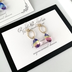 グラデーションドロップのイヤリング　ピンク系