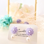 つまみ細工おっきなパールのピアスorイヤリング＊purple＊