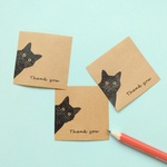 ましかく  黒ねこ Thankyouｶｰﾄﾞ 50枚 【クラフト紙】