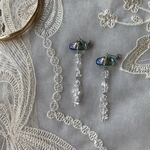 グリーン/オーロラビーズ/水晶/天然石/さざれ石/ピアス/イヤリング