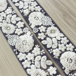 インド刺繍リボンᢂサークルフラワーチュールレース②【ネイビー】インド刺繍/刺繍リボン/リボン/シルクリボン/トリム/ブレード/ジャガードリボン/チロリアンテープ/レース/チュール