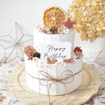 クレイケーキ　飾り付き　ウェルカムスペース　ブラウン×ベージュ×木の実　誕生日ケーキ　結婚式