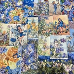 (再販×20)フラワーフェアリーズ(blue)紙ものセット＊コラージュ素材＊ジャンクジャーナル