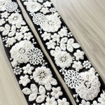 インド刺繍リボンᢂサークルフラワーチュールレース②【ブラック】インド刺繍/刺繍リボン/リボン/シルクリボン/トリム/ブレード/ジャガードリボン/チロリアンテープ/レース/チュール
