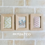 刺繍フレーム（花・ブルー）3個セット　ナチュラルインテリア　壁掛け　壁飾り　置物