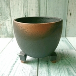 《has…様専用》三本脚燻し黒植木鉢  陶器  多肉植物  苔  盆栽  観葉植物