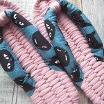 布ぞうり：cameo pink 24cm/black cat face