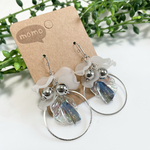 シルバー×花びらのじゃらじゃら大ぶりピアス・イヤリング♡