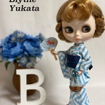 ブライス リカちゃん 服  浴衣 水色
