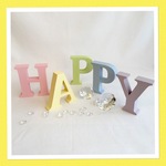 【新発売】木製アルファベット　パステルカラー『HAPPY』5文字　イニシャルオブジェ