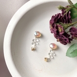 .｡.:✽ ムスカリfrost ✽.｡. チェコガラスボタン イヤリング ピアス