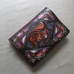 文庫サイズブックカバー　拭き染め＆刻印  牛革