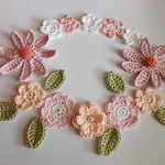 かぎ針編みの花モチーフ　ピンク系③