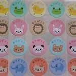 ★ありがとうシール 丸型シール①　48枚☆アニマル(猫・パンダ・かえる・うさぎ・ひよこ・ハリネズミ他)　48枚★