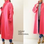 スプリングコートwool(ウール） ロング丈ドロップショルダーテーラードコート /コライユピンク b23-6