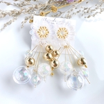 - ̗̀  ♡100   ̖́-オーロラ ひまわり × ガラスドーム じゃらじゃらピアス