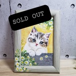 【猫の絵】猫の絵　猫置物　猫アート　猫雑貨　トールペイント