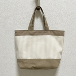 ストライプ×ベージュ　ミニトートバッグ