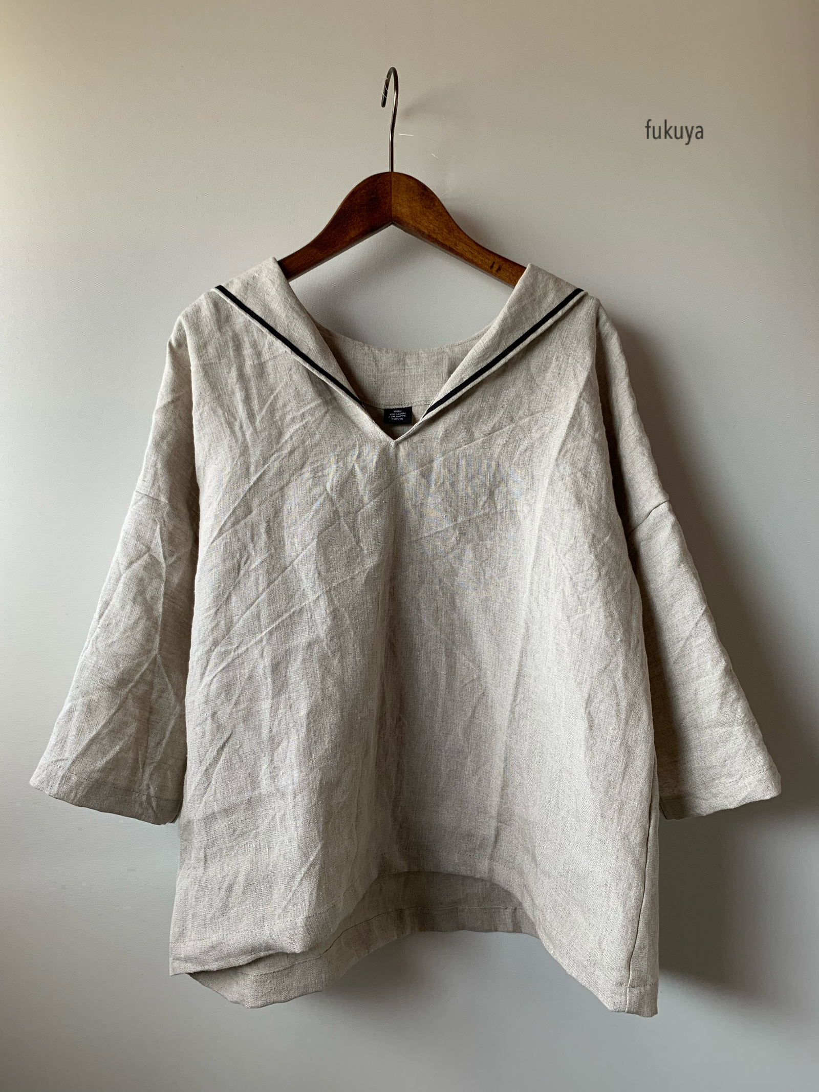 Pine Flower ハンドメイド　リネン　セーラーカラーのブラウス　スミクロ forksy.】リネンタッチセーラーカラーチュニックブラウス forksy