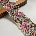 約6.6cm幅/刺繍リボン/オーガンジー/パープル (O-MM)