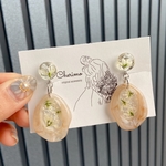 新作✩おはじきレジン×大理石風×ドライフラワー　イヤリング　ピアス