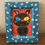 【送料無料】 ミニ額縁原画   「オッドアイの猫」