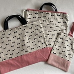 micco3013様オーダー品☆3点セットピンク×リボン柄☆巾着シューズケースレッスンバッグ