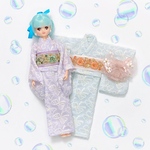 ドール用浴衣 リボン柄刺繍レース ラベンダー