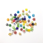 【約4～6mm 10個】ミニミニサイズのお花型ベネチアン風 ガラスビーズ ミルフィオリ　ミックスアソート