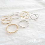 6pcs インポートリング 3タイプ ゴールドシルバーセット