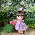 お花の帽子とワンピースSET＊stodoll用（5インチぐらい）＊パープル