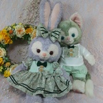 ＜現品のみ＞ジェラトーニ＆ステラルー(Sサイズ)コスチューム＊ペアコスチューム＊リバティ風＊ミントグリーン