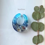 デルフィニウムとスターフラワーの青のイヤーカフ＊large＊ドライフラワー