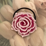 レース編み♪薔薇風お花モチーフのヘアゴム