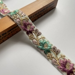 約2.6cm幅/刺繍リボン/インド刺繍/カラーチュール/花刺繍　(N-MS)